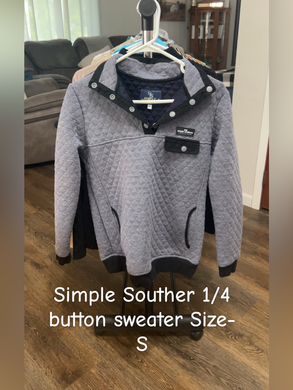 Simply Southern Quilted Gray 1/4 Button Pullover Jacket